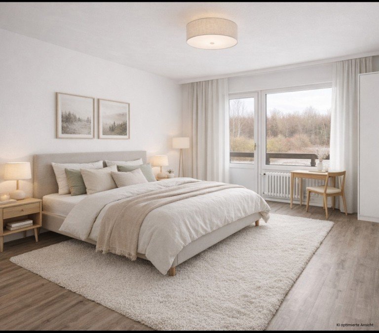 Schlafzimmer Beispielbild (KI verwendet) Gr�mitz Etagenwohnung Provisionsfrei: Wohnen am Golfplatz von Gr�mitz